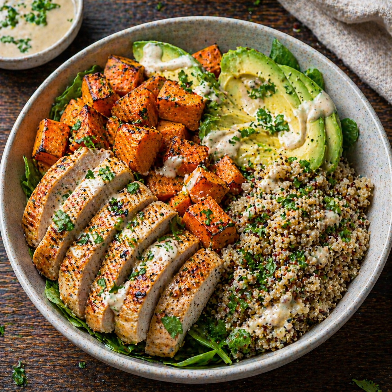 Mahlzeiten Protein-Hähnchen-Schüssel (High Protein Bowl)